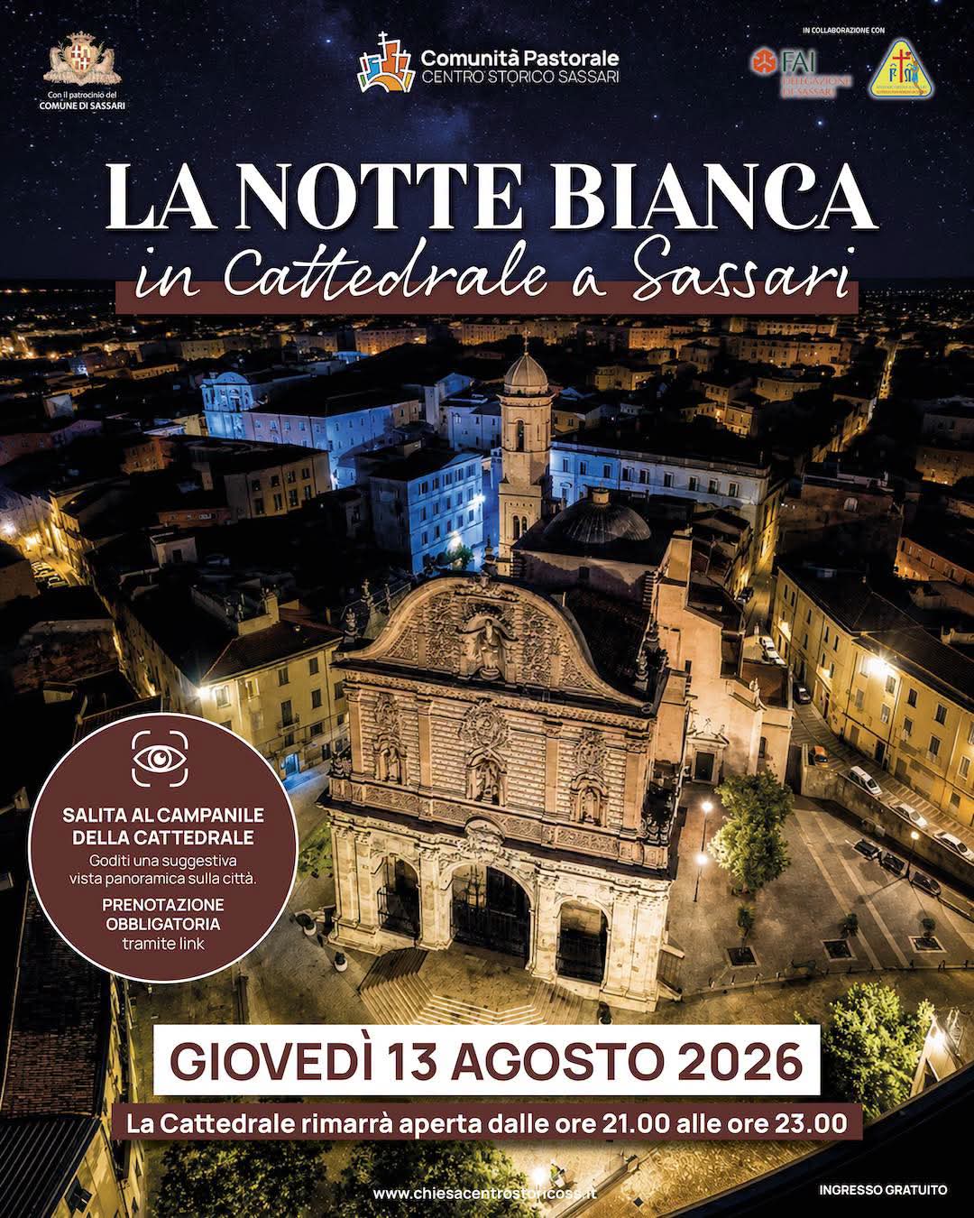Locandina La Notte Bianca in Cattedrale a Sassari