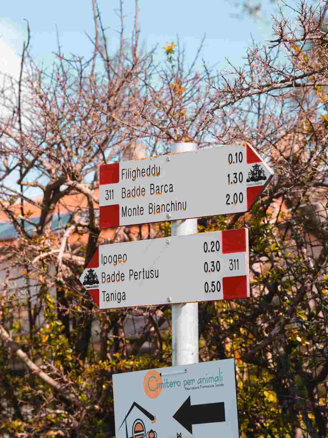 Segnaletica nella Valle di Logulentu a Sassari